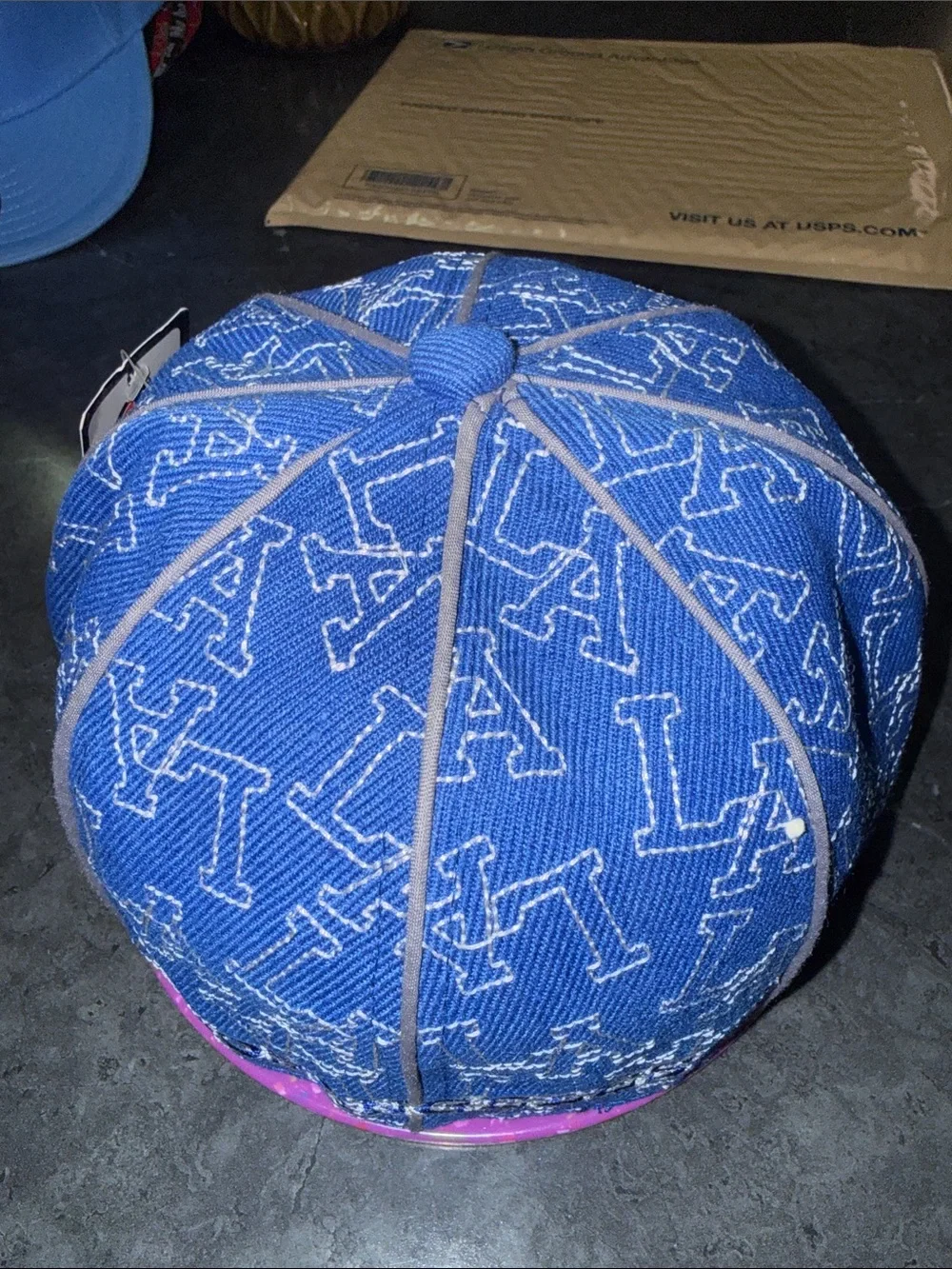 LA Embroidered Kids Snapback Hat - Blue